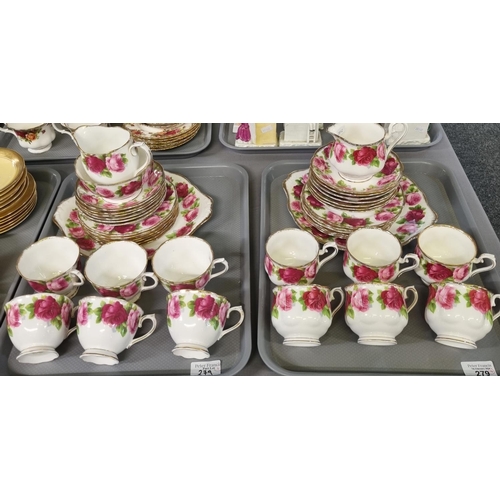 279 - Two trays of Royal albert 'Old English Rose' tea ware together with two trays of Aynsley bone china ... 