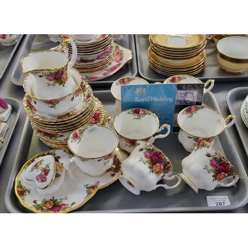 287 - Tray or Royal albert 'Old Country Roses' tea ware  and other items.   (B.P. 21% + VAT)