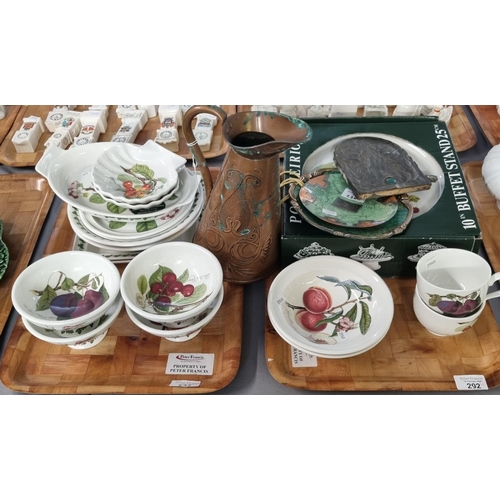 292 - Two trays of Portmeirion 'Pomona' design items to include: bowls, 10 inch buffet stand in original b... 