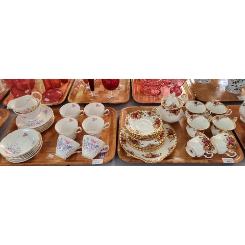 300 - Tray of Royal Albert 'Old Country Roses' tea ware including: teapot, cups and saucers, together with... 