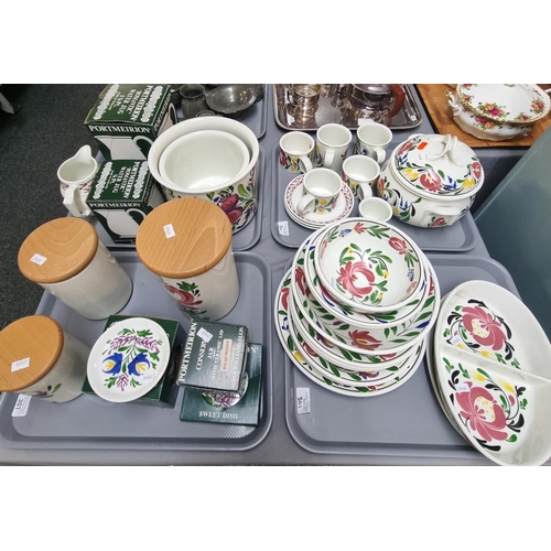 301 - Four trays of Portmeirion pottery 'Welsh Dresser' items to include: tureens, bowls, jars with cerami... 