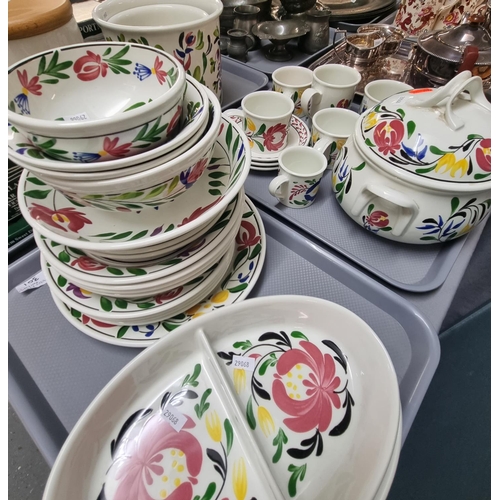 301 - Four trays of Portmeirion pottery 'Welsh Dresser' items to include: tureens, bowls, jars with cerami... 