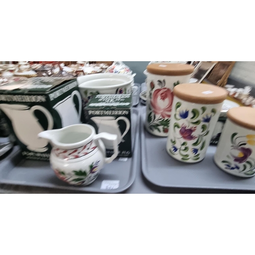 301 - Four trays of Portmeirion pottery 'Welsh Dresser' items to include: tureens, bowls, jars with cerami... 