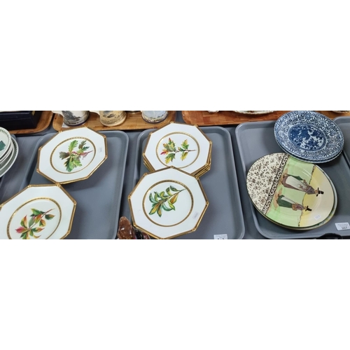 307 - Three trays of china to include: 19th Century Royal Worcester part dessert service with hand painted... 