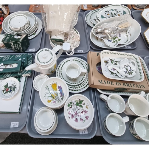 308 - Six trays of Portmeirion Pottery items, varying designs including 'Botanic Garden', 'the Holly and t... 