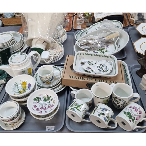 308 - Six trays of Portmeirion Pottery items, varying designs including 'Botanic Garden', 'the Holly and t... 