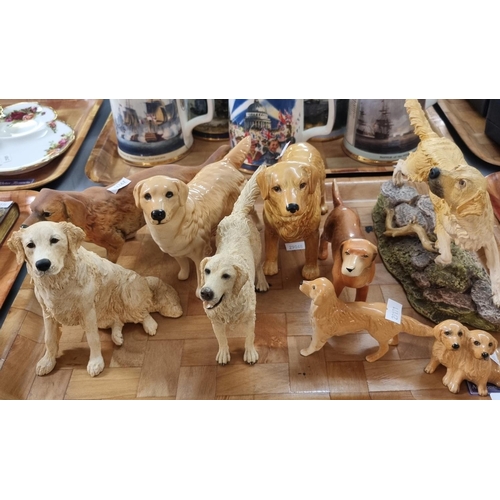 316 - Two trays of ceramic, resin and other Retriever dog studies, some Border Fine Arts, some Beswick etc... 