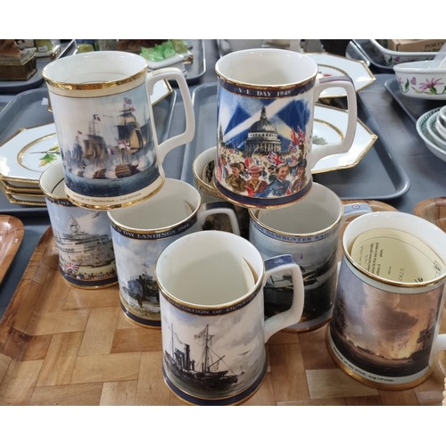 317 - Group of Royal Doulton limited edition commemorative bone china tankards: El Alamein, Battle of Traf... 