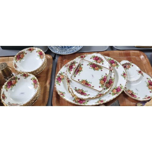 318 - Seven trays of Royal Albert 'Old Country Roses', tea and dinnerware items together with two modern m... 