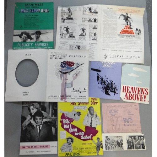 335 - Collection of UK movie/film ephemera to include: various mini-sheets/small posters to include: 'Cast... 