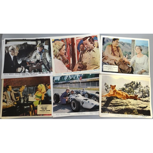 337 - Collection of UK Cinema Front of House film stills/lobby cards to include: 'Poor Cow', 'Grand Prix',... 