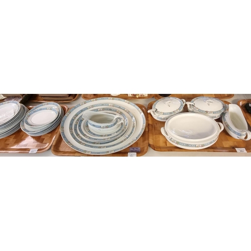 351 - Four trays of early 20th century Alfred Meakin dinner ware with transfer printed floral repeating bo... 