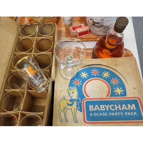 356 - Bottles of Bols Creme De Mandarines, together with a cased set of six Babycham glasses and cased set... 