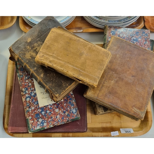 359 - Tray of antiquarian books to include: various leather bound volumes by the Honourable Robert Boyle: ... 