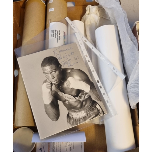 390 - Two signed black and white posters, Henry Cooper and Cassius Clay, weigh-in, signed by Sir Henry Coo... 