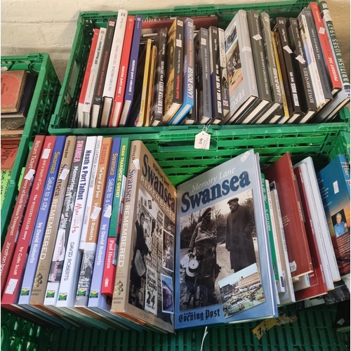 411 - Two crates of local interest books: Swansea, Neath and Port Talbot together with collection of car b... 