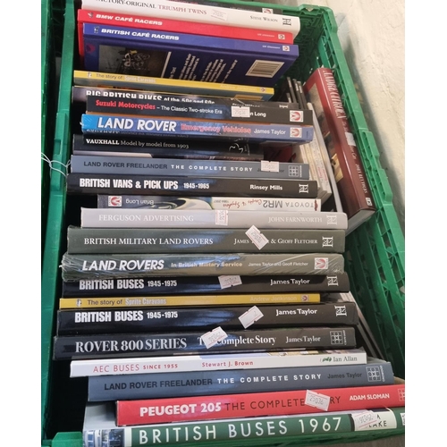 411 - Two crates of local interest books: Swansea, Neath and Port Talbot together with collection of car b... 