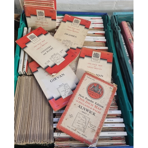 423 - Crate of ordinance survey maps and books, various.  (B.P. 21% + VAT)