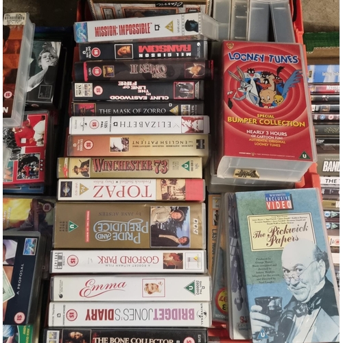 426 - Two boxes of VHS video films to include: 'The Bone Collector', 'Indecent Proposal', 'A Civil Action'... 