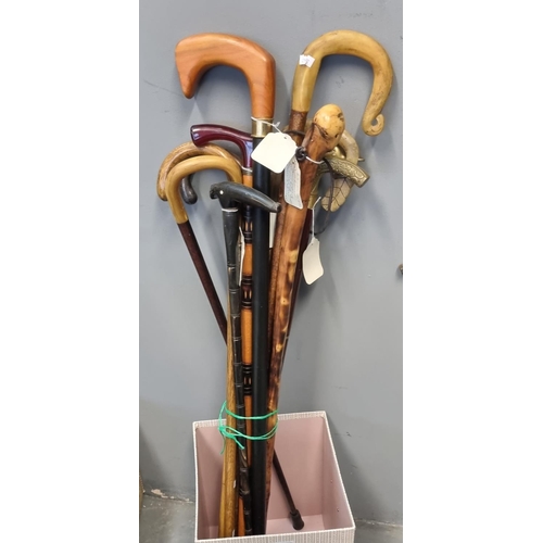 440 - Collection of assorted walking sticks, shepherd's crooks etc. various.  (11)  (B.P. 21% + VAT)