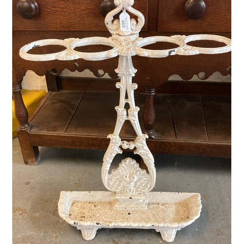 453 - Coalbrookdale style cast iron foliate design lyre backed umbrella stand.  (B.P. 21% + VAT)