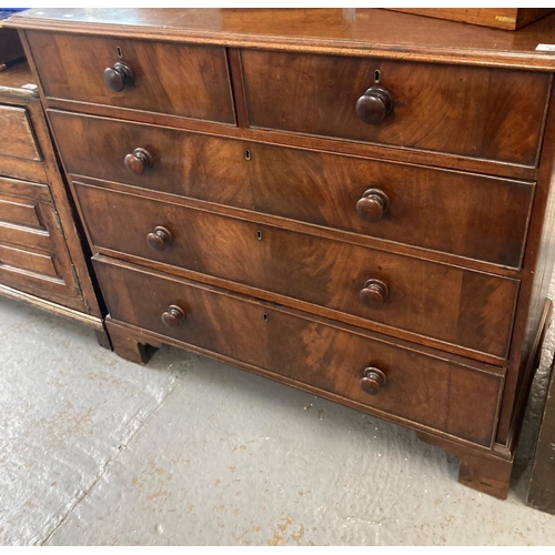 462 - 19th century mahogany straight fronted chest of two short and three long cock beaded drawers under a... 