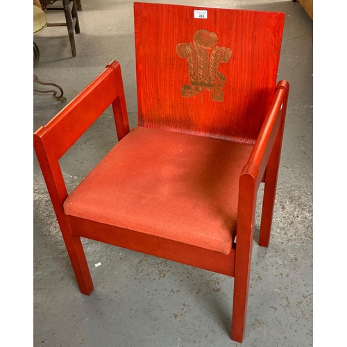 465 - 1969 Prince Charles red Investiture Chair with original upholstered seat.  53cm wide approx.  (B.P. ... 