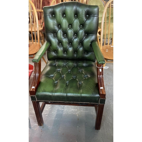 468 - Reproduction Georgian style button upholstered library armchair.  (B.P. 21% + VAT)