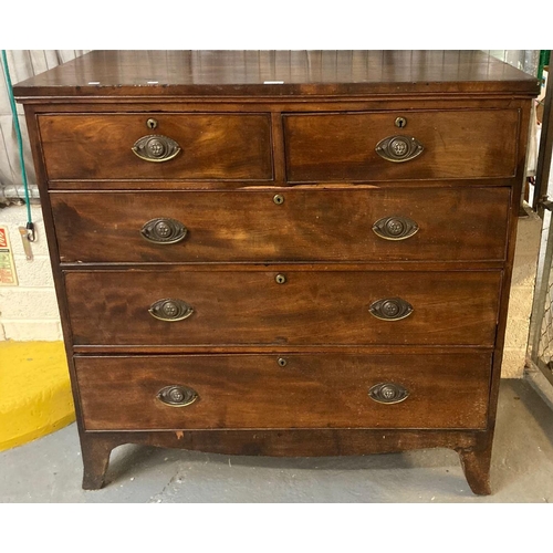 519 - George III straight fronted chest of two short and three long graduated drawers on bracket feet.  10... 