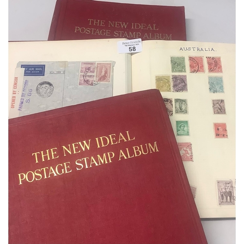 58 - Two Stanley Gibbons New Ideal Albums for Foreign Countries, 1840 to 1936 with used selection of stam... 