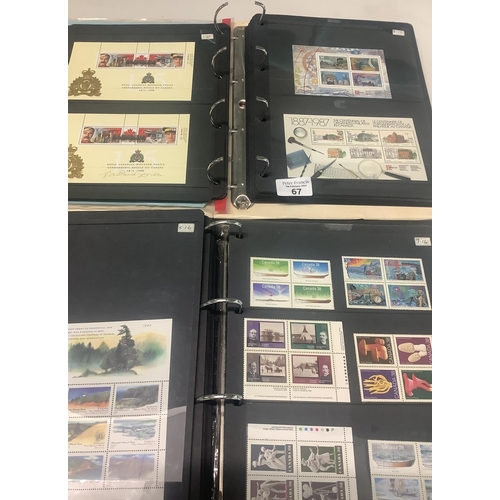 67 - Canada collection of mint stamps on pages in two ring binders.  Many 100s of stamps, 1930s to 2000s.... 