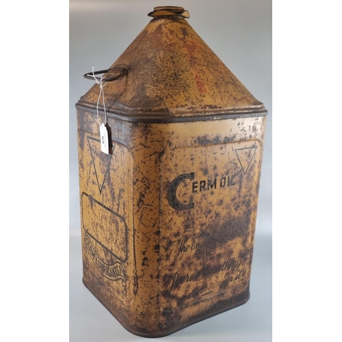 69 - Vintage metal advertising oil can 'Germ Lubricants, Germ Oil'.  50cm high approx.   (B.P. 21% + VAT)