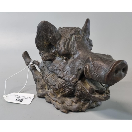 96 - Novelty single inkwell in the form of a bronze wild boar.   (B.P. 21% + VAT)