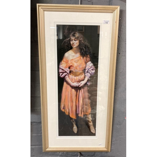 102 - After Robert O Lenkiewicz (British 20th century), 'Karen Standing', limited edition coloured print N... 