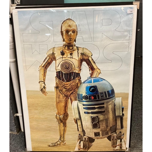 105 - Two, believed to be original Star Wars posters: C3PO and R2D2 together with Chewbacca and other char... 