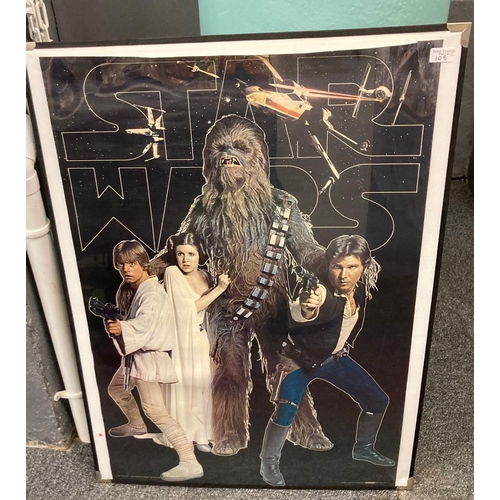 105 - Two, believed to be original Star Wars posters: C3PO and R2D2 together with Chewbacca and other char... 