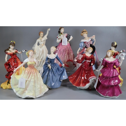 151 - Collection of nine Royal Doulton figurines to include: 'Deborah' HN3644, figure of the year 1991 'Am... 