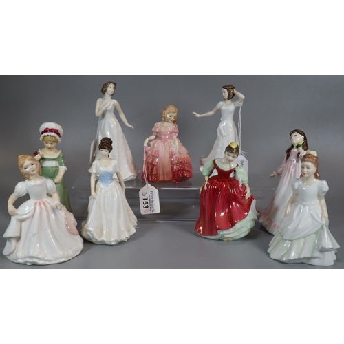 153 - Collection of small Royal Doulton figurines to include: 'Rose' HN1368, 'Melody' HN4117, 'Flowers for... 