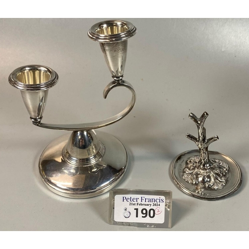 190 - Modern silver two section table candelabra by Elkington & Co Birmingham, with loaded base. Together ... 