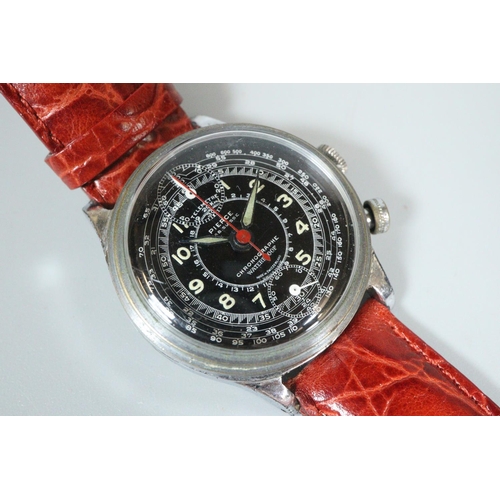 200 - Pierce Swiss 'Chronographe' military style single button mechanical wristwatch with two additional d... 