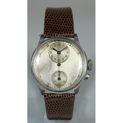 202 - Vintage Gallet steel chronograph wristwatch with sweep seconds hand and two small inner dials.  (B.P... 