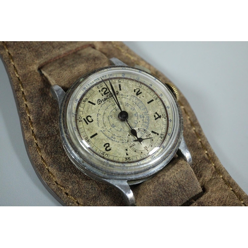 206 - Vintage Breitling chronograph wristwatch, with single button sweep seconds hand and additional small... 