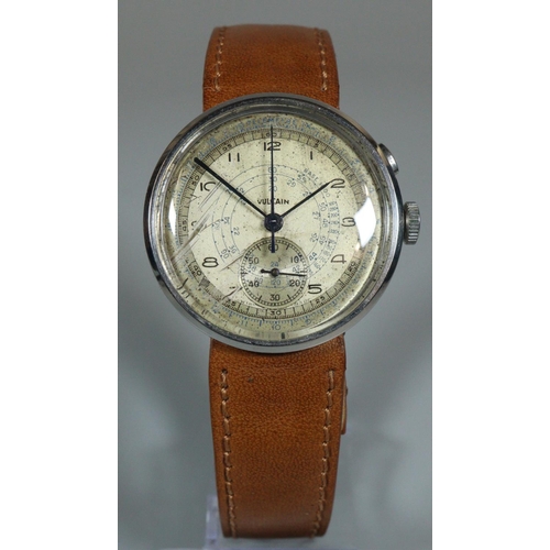 209 - Vintage Vulcain steel chronograph gentleman's wristwatch with single button sweep seconds hand and a... 