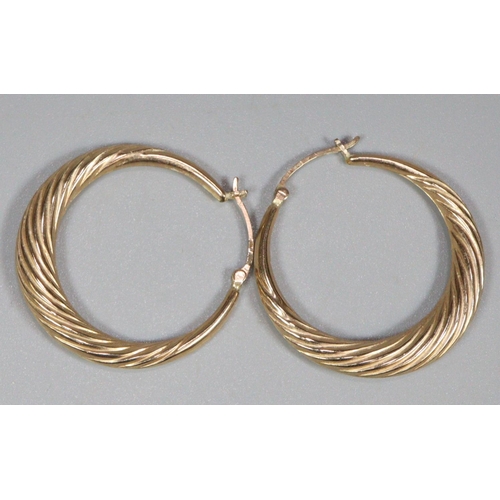 330 - Pair of 9ct gold hoop earrings.  3.1g approx.  (B.P. 21% + VAT)