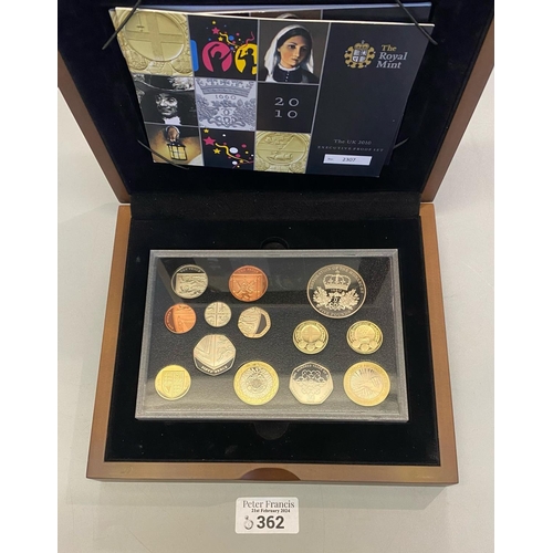 362 - The Royal Mint, cased collection, The UK 2010 Executive Proof Set.   (B.P. 21% + VAT)