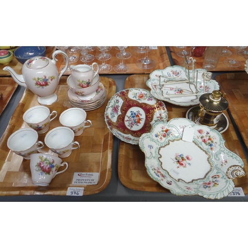 376 - Two trays of china to include: Salisbury English bone china fourteen piece part coffee set with coff... 