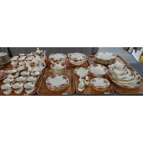 383 - Seven trays of Royal Albert 'Old Country Roses' design china to include: nineteen piece teaset with ... 