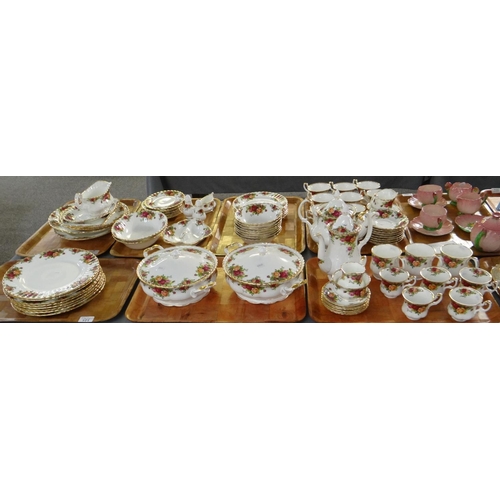 383 - Seven trays of Royal Albert 'Old Country Roses' design china to include: nineteen piece teaset with ... 