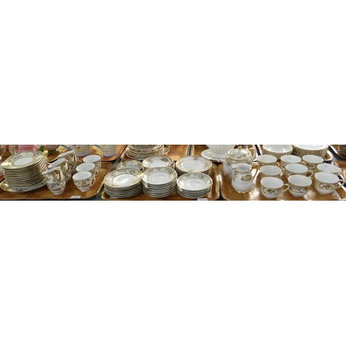 387 - Five trays of china to include: Royal Doulton gilt edged part teaset, Noritake tea and coffee ware i... 