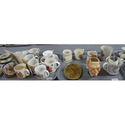 392 - Three trays of china to include: various crested souvenir ware; Royal Doulton and others, Royal Doul... 